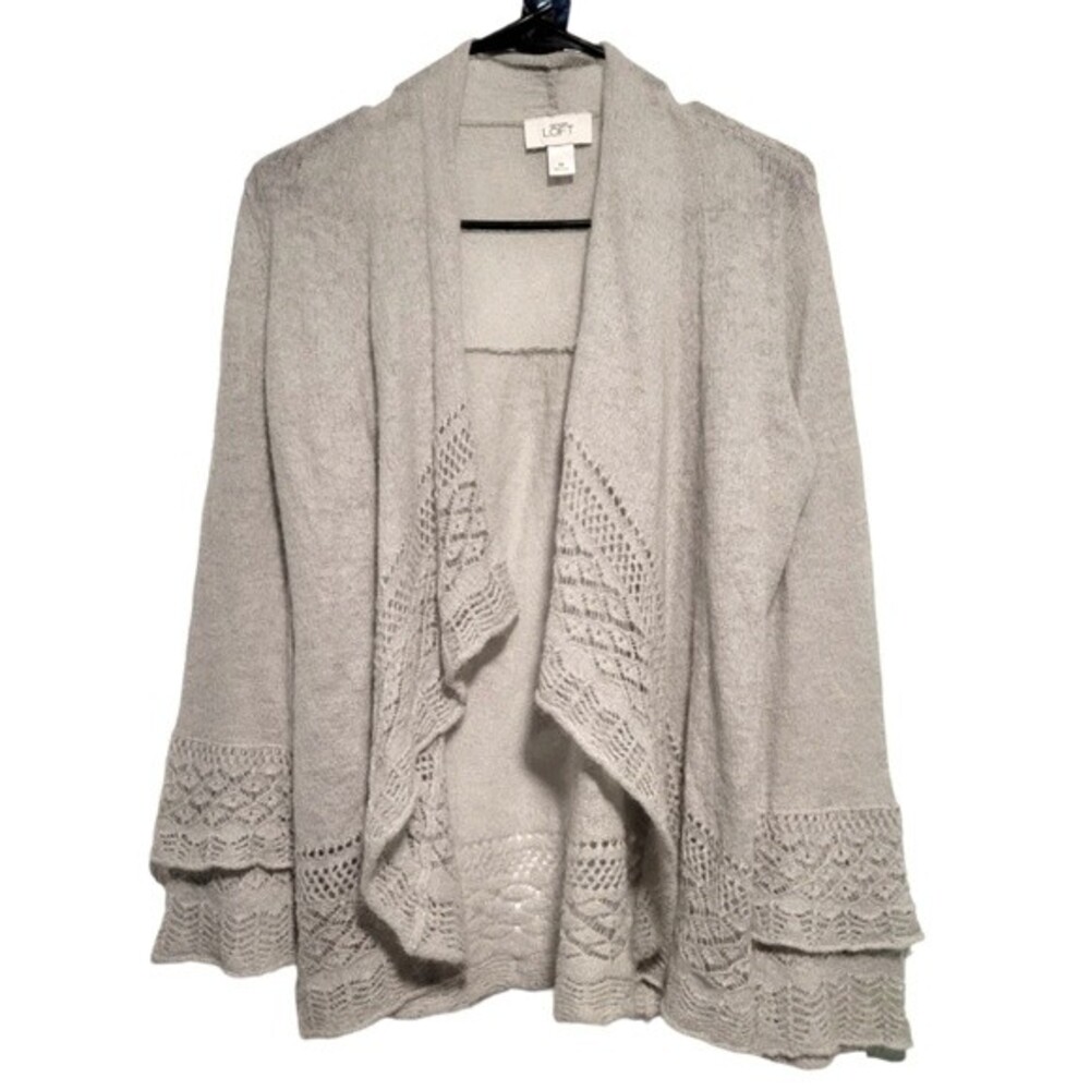 Ann Taylor Loft Gray Open Front Cardigan Mohair Wool Size Medium